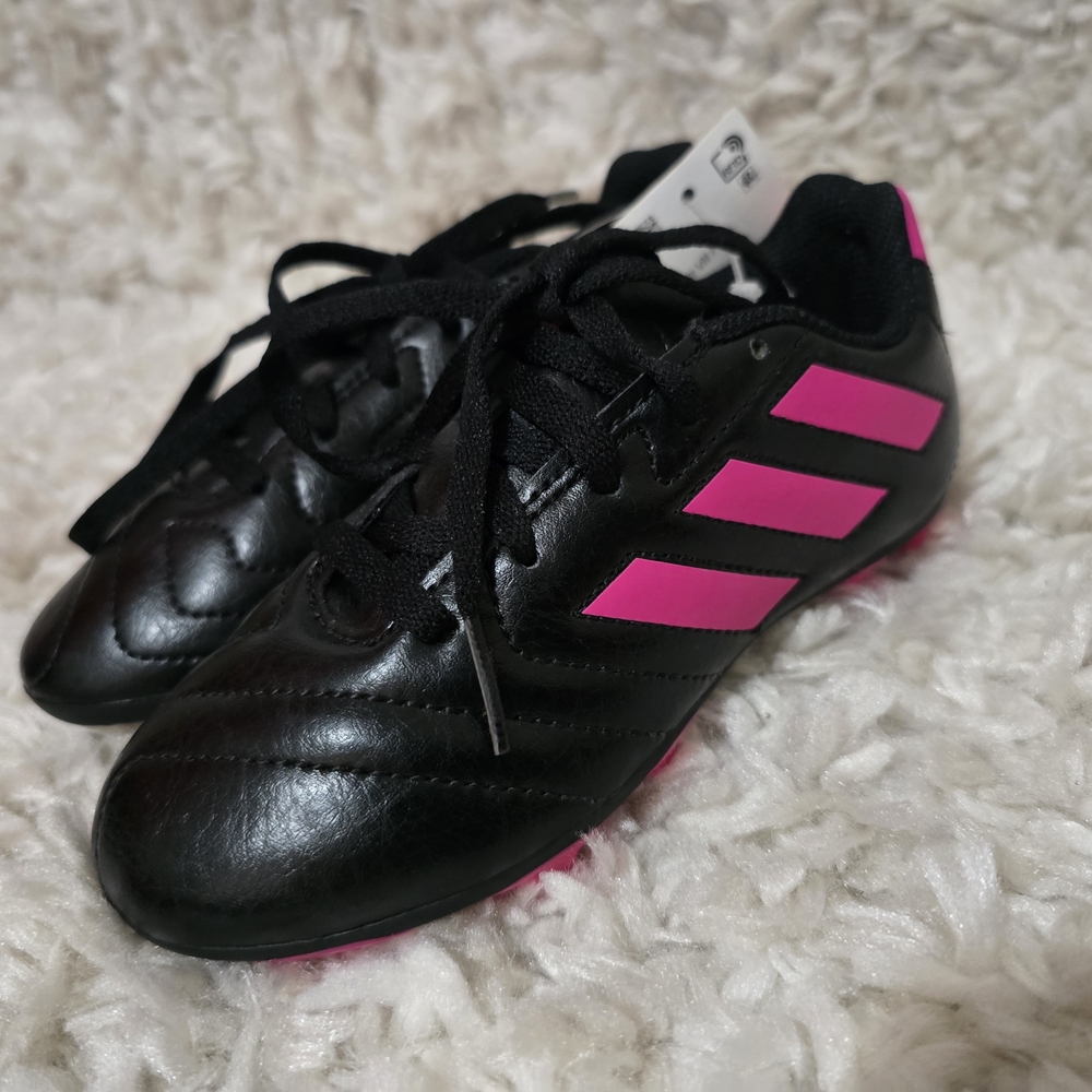 Adidas Kids Black and Pink Soccer Shoes